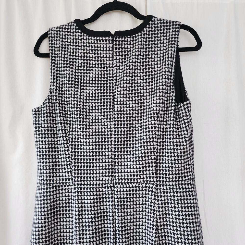 Talbots Women's 10 Houndstooth Ponte Midi Dress Black White Bow Festive Preppy - Picture 9 of 11